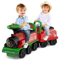 6V 2 Seater Ride On Train with Detachable Carriage, Under Seat Storage, Whistle & Flashing LED Lights, Trackless Electric Ride On Toy for Kids