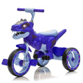 Xuanlur Kids Ride on Dinosaur Tricycle, Toddlers Kid Trike with Wide Flash Wheels, Anti Slip Pedals, Rear Basket, Music & LED Lights, Toddler Bike