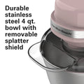 Hamilton Beach 4 Quart Stand Mixer for Kitchen, 7 Speeds, Tilt Head, Dough Hook, Whisk & Flat Beater, White