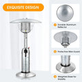 11,000 BTU Tabletop Propane Patio Heater, Portable Stainless Steel Outdoor Heater with Adjustable Flame & Tip Over Protection