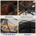 Industrial Cage Ceiling Fan Low Profile 7 Blade Fan with Remote & Light Modern Rustic Cooling for Small Spaces
