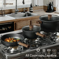Carote 13-Pcs Nonstick Cookware Sets, Pots and Pans with Stay Cool Handles, Induction Compatible Kitchen Set, (Black)